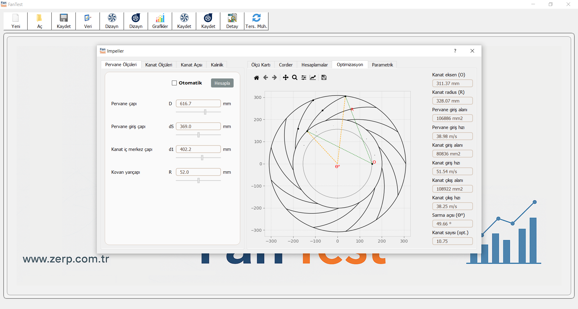 FanTest pervane dizayn ekranı
